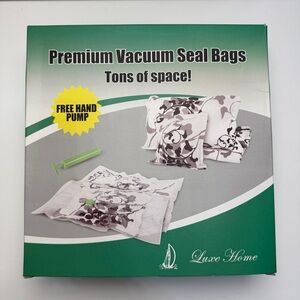 Premium Vacuum Seal Bags with Free Hand Pump - Green & White